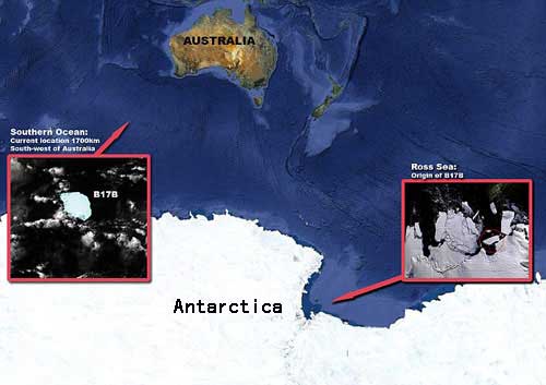 冰川正飘向澳大利亚西部